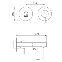 Herzbach SIRO GREY Waschtisch-Wandbatterie Farbset 160mm Grau matt