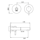 Herzbach SIRO GREY Waschtisch-Wandbatterie Farbset 160mm...