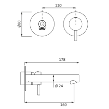 Herzbach SIRO WHITE Waschtisch-Wandbatterie Farbset 160mm Weiß matt