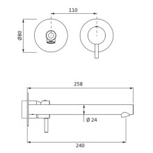 Herzbach SIRO Waschtisch-Wandbatterie Farbset 240mm Chrom