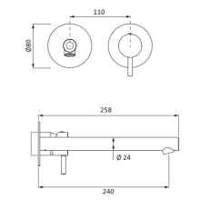 Herzbach SIRO PVD GOLD Waschtisch-Wandbatterie Farbset 240mm Gold