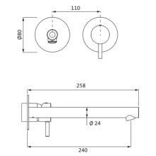 Herzbach SIRO GREY Waschtisch-Wandbatterie Farbset 240mm Grau matt