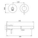 Herzbach SIRO GREY Waschtisch-Wandbatterie Farbset 240mm...