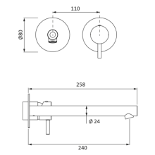 Herzbach SIRO WHITE Waschtisch-Wandbatterie Farbset 240mm Weiß matt