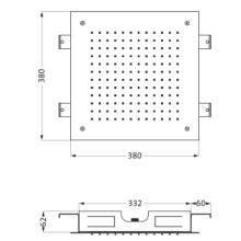 Herzbach LIVING SPA Deckeneinbau-Regenbrause 380x380mm PVD Gold