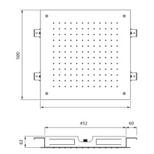 Herzbach LIVING SPA Deckeneinbau-Regenbrause 500x500mm PVD Gold