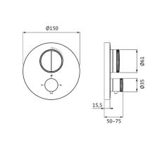Herzbach LIVING PUSH Thermostat-Farbset 2 Verbraucher rund rund PVD Gold