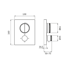 Herzbach LIVING PUSH Thermostat-Farbset 2 Verbraucher eckig rund PVD Gold