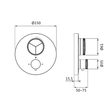 Herzbach LIVING PUSH Thermostat-Farbset 3 Verbraucher rund rund PVD Gold