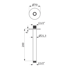 Herzbach LIVING SPA Deckenarm 200mm 70 rund PVD Gold