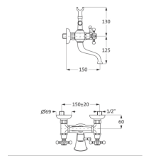 Herzbach ANAIS Wannenbatterie Aufputz Chrom
