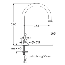 Herzbach ANAIS Spültisch-Einlochbatterie Chrom