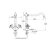 Herzbach ANAIS CLASSIC Spültisch-Einlochbatterie Chrom