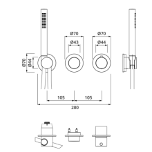 Herzbach MODUL7 PUSH Thermostat-Farbset 1 Verbraucher Edelstahl