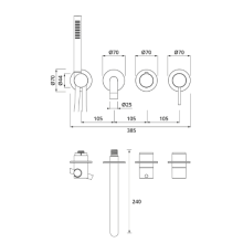 Herzbach MODUL7 Hebelmischer-Farbset 2 Verbraucher Auslauf Copper Steel
