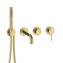 Herzbach MODUL7 Hebelmischer-Farbset 2 Verbraucher Auslauf Brass Steel