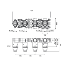 Herzbach MODUL7 Einbaukörper mit Auslauf Thermostat 2 Verbraucher
