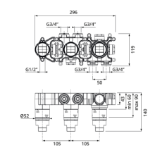 Herzbach MODUL7 Einbaukörper Thermostat 3 Verbraucher