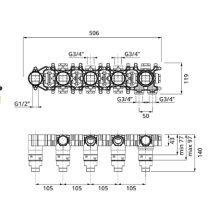 Herzbach MODUL7 Einbaukörper PUSH-Thermostat 3 Verbraucher