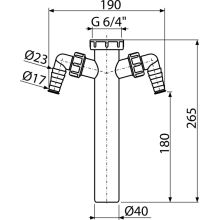 Alcadrain Verstellrohr mit einer Überwurfmutter 6/4" und zwei Geräteanschlüssen DN40