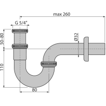 Alcadrain Siphon für Bidets DN32 Metall