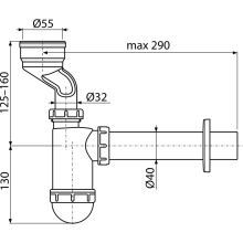 Alcadrain Urinal Siphon mit der Manschette DN40