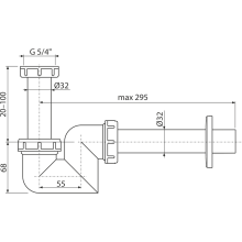 Alcadrain Siphon für  Waschbecken und Bidets DN32 Kunststoff