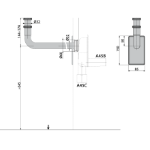 alcadrain Röhrengeruchverschluss für  Waschbecken DN32 mit einer Überwurfmutter 5/4", Metall