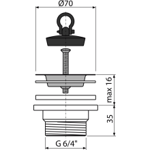Alcadrain Ablaufventil für Spülbecken 6/4" mit einem Edelstahlgitter DN70