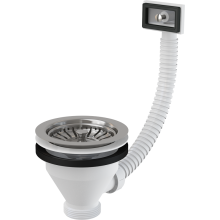 Alcadrain Ablaufventil für Spülbecken 6/4" mit einem Edelstahlgitter DN115 und Flexiüberlauf