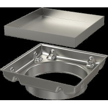 AlcaDrain Aufstockelement des Aufsatzes + Beidseitiger Rost 130×130 mm, Edelstahl