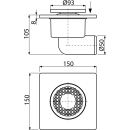 AlcaDrain Bodenablauf 150×150/50 mm mit einem...