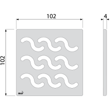 AlcaDrain Design Rost  102×102 mm Edelstahl für Bodenablauf