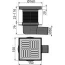 AlcaDrain Bodenablauf 150×150/50 mm mit einem...