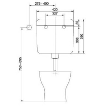 O100 PVC-Spülkasten 9 Liter 420mm breit weiß