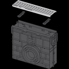 Alcadrain Servicebox für Entwässerungsrinne AVZ102 mit Kunststoffrand und Rost C-Profil verzinkt A15