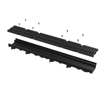Alcadrain Entwässerungsrinne 60 mm mit Kunststoffrand und Rost aus Komposite B125