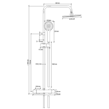 S100 Eco Duschsyst. mit Therm. KB 23cm HBR 3-str. Schlauch 1600mm chrom