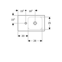 GE iCon HWB mit Ablagefläche, 530x310mm Hahnloch links, o. Ül., weiß