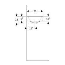 GE iCon HWB mit Ablagefläche, 530x310mm Hahnloch links, o. Ül., weiß