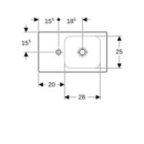GE iCon HWB mit Ablagefläche, 530x310mm Hahnloch...