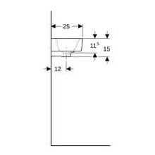 GE Renova Compact HWB, verk. Ausladung Ablg., 500x250mm, Hl. re, m.Ül., weiß