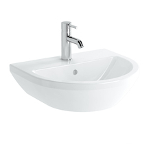Vitra Waschtisch Integra 495 x 430 mm rund Hahnloch Überlauf Weiß Hochglanz