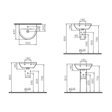 Vitra Waschtisch Integra 495 x 430 mm rund Hahnloch Überlauf Weiß Hochglanz