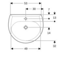 Geberit Renova Waschtisch, 600x490mm m. Hl., m. Ül.,...