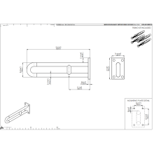pba 01 Wandstützgriff feststehend 600mm, Wandplatte aus Nylon