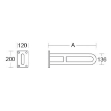 pba 01 Wandstützgriff feststehend 600mm, Wandplatte aus Nylon