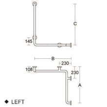 pba 01 Duschhandlauf rechts 760x400mm, aus Nylon, mit Brausehalterstange 1160mm