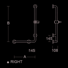 pba 01 Haltegriff R mit BH 480x1160mm, aus Nylon, für Einhängesitz geeignet
