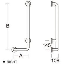 pba 01 Haltegriff rechts 400x1160mm, L-Form, aus Nylon